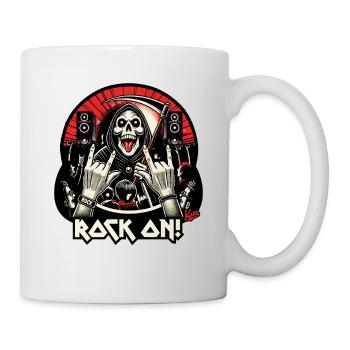 Sensenmann Rock-Musik-Konzert: Rock On! - Tasse - Weiß - Rechts