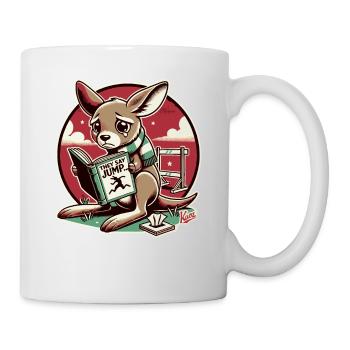 Un kangourou triste lit un livre sur la conformité - Mug blanc - blanc - Droite