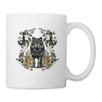 Natur Wolf Wölfe Wölfin Blumen Märchen Kinder - Tasse - Weiß - Rechts