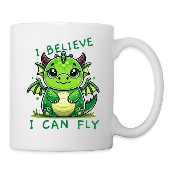 Dragon green: "I believe I can fly" - Mug - white - Right