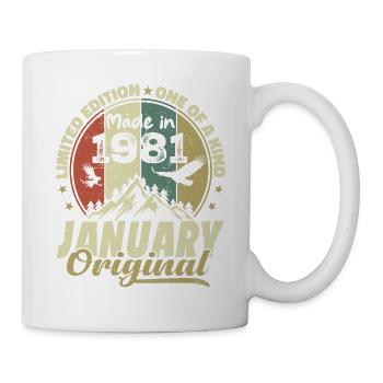 Geburtstag Januar 1981 - Original Januar 1981 - Tasse - Weiß - Rechts