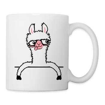 Llama Nerd Geek Lunettes à monture de corne Smart Funny Grimace - Mug blanc - blanc - Droite