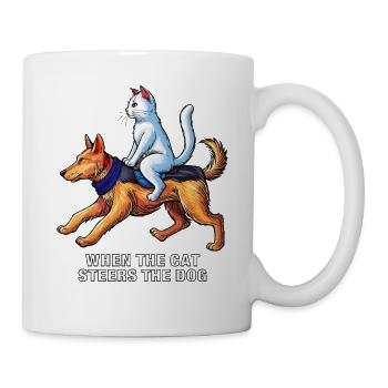 QUAND LE CHAT DIRIGE LE CHIEN - Mug blanc - blanc - Droite