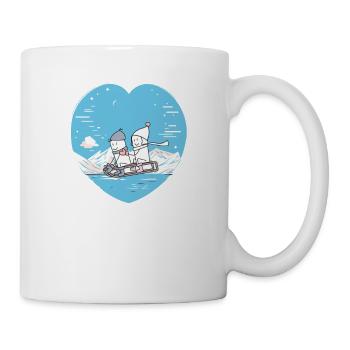 Niedliche Winter Schlittenfahren Paar Herz Design - Tasse - Weiß - Rechts