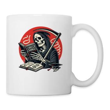 Grim Reaper reads about profession and career opportunities - Mug - white - Right