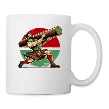 Homme écossais avec tronc en bois - Caber Toss - Mug blanc - blanc - Droite