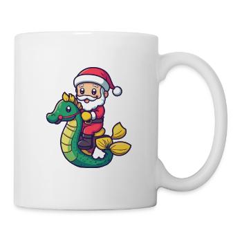 Seahorse Santa Claus Cartoon - Mug - white - Right