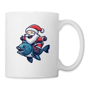 Piranha Fische Weihnachtsmann Cartoon - Tasse - Weiß - Rechts