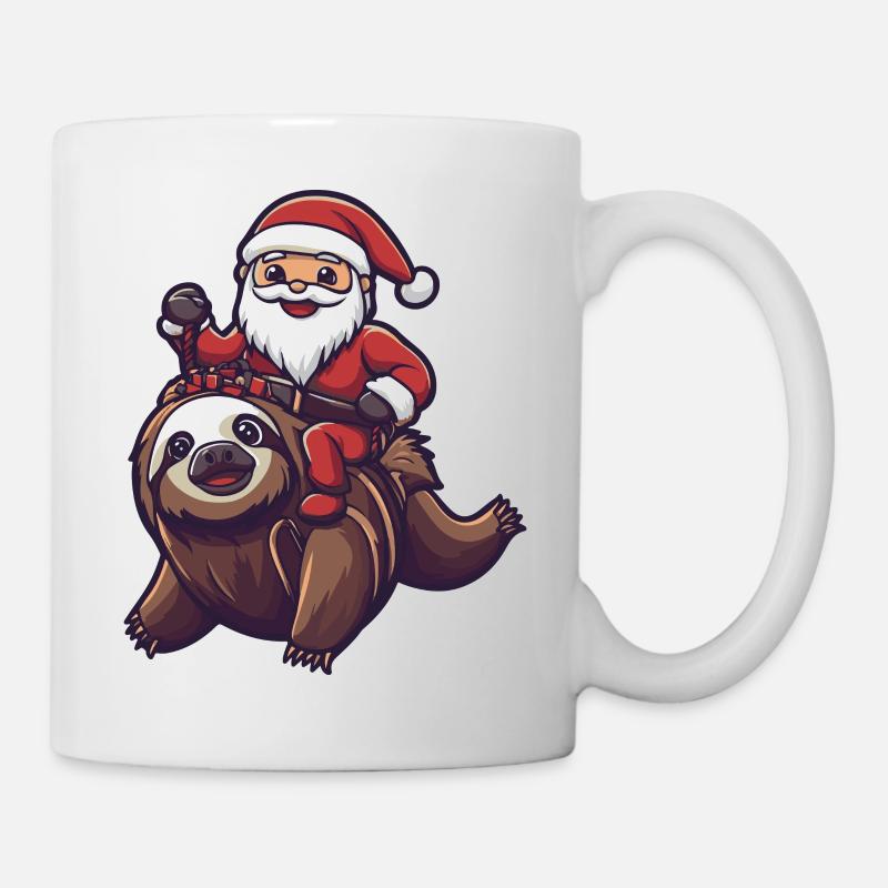 Paresseux Père Noël dessin animé - Mug blanc - blanc