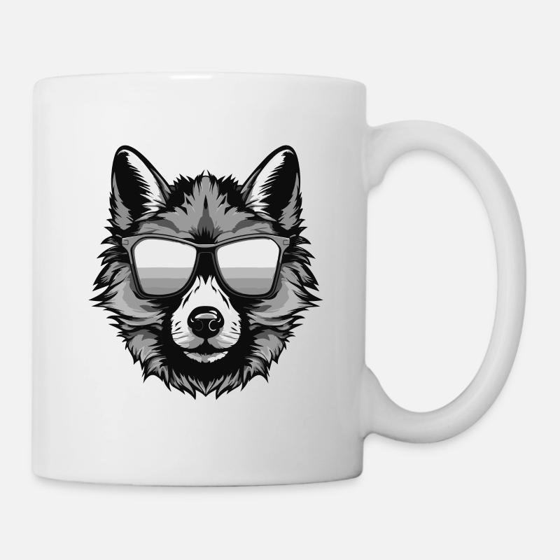Loup Hipster Cool Party - Mug blanc - blanc
