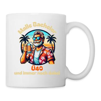 Lustig Malle Bachelor Ü40 Spruch - Tasse - Weiß - Rechts