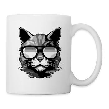 Katze Symbol Hipster Cool Party - Tasse - Weiß - Rechts