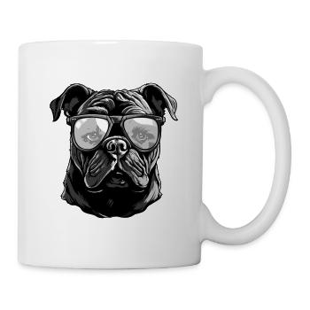 Bulldog Hund Hipster Cool Party - Tasse - Weiß - Rechts