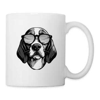 Beagle Hund Hipster Cool Party - Tasse - Weiß - Rechts