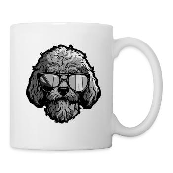 Pudel Hund Hipster Cool Party - Tasse - Weiß - Rechts