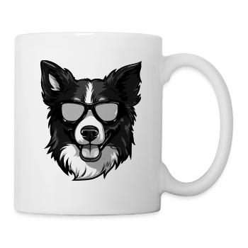 Border Collie Chien Hipster Cool Party - Mug blanc - blanc - Droite
