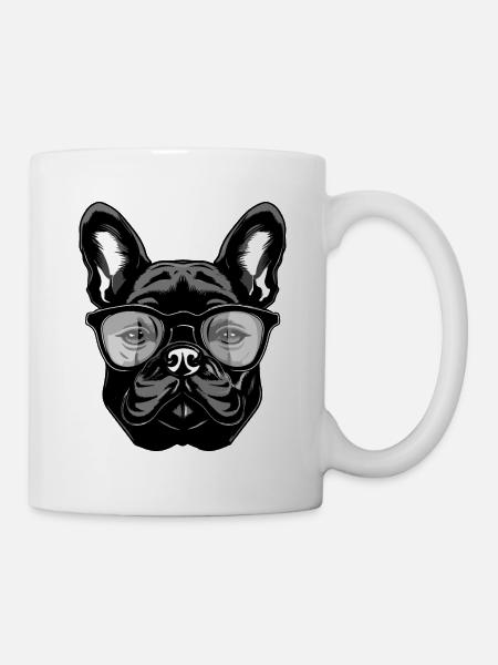 Französische Bulldogge Hund Kopf - Tasse - Weiß