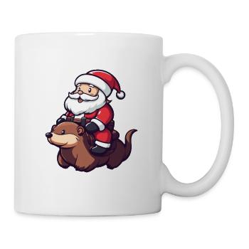 Beaver Santa Claus Cartoon - Mug - white - Right