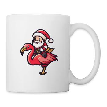 Flamant rose Père Noël dessin animé - Mug blanc - blanc - Droite
