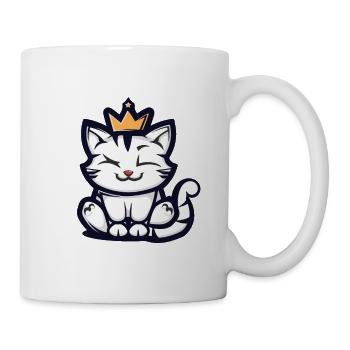 Chat Cartoon Couronne - Mug blanc - blanc - Droite