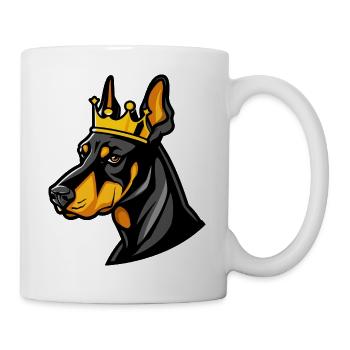 Dobermann Hund Cartoon Krone - Tasse - Weiß - Rechts