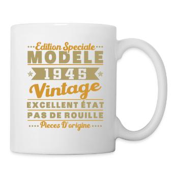1945 Vintage Retro Muster Geburtstagsgeschenk - Tasse - Weiß - Rechts