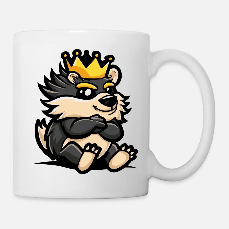 Hedgehog Cartoon Crown - Mug - white