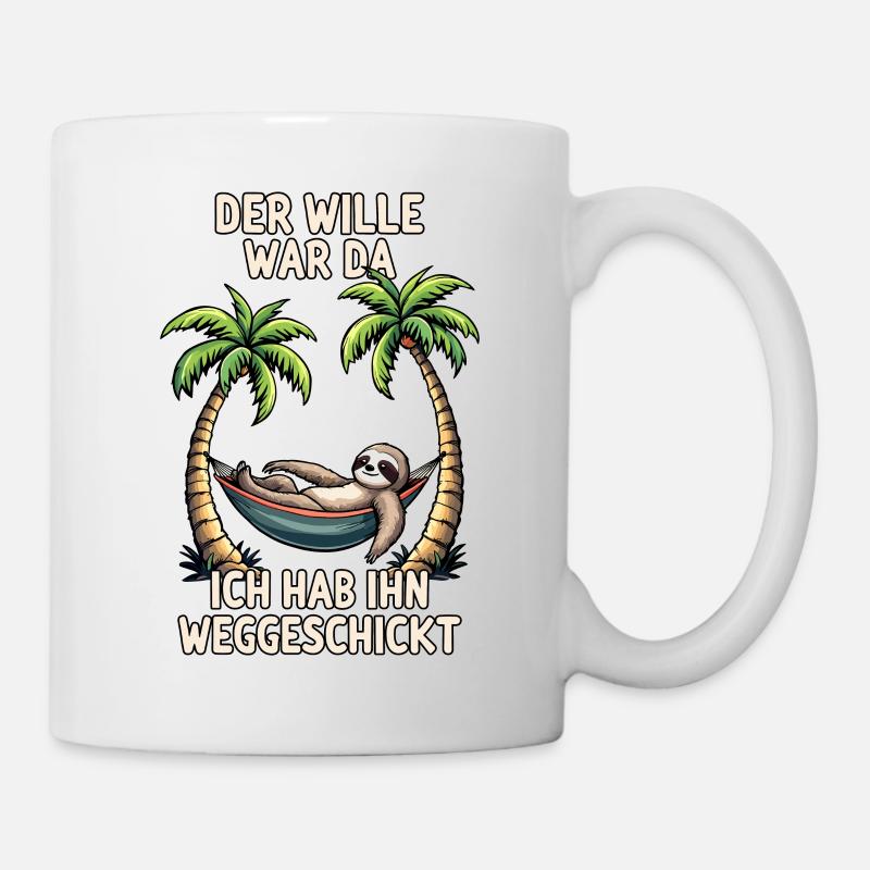 Faultier Spruch Langschläfer Statement Müde Büro - Tasse - Weiß