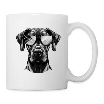 Great Dane Hund Hipster Cool Party - Tasse - Weiß - Rechts