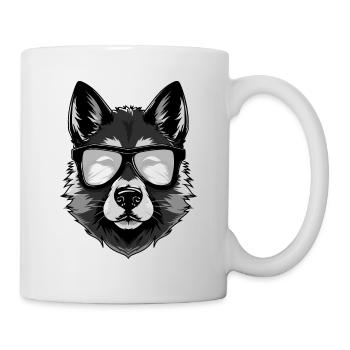 Akita Hund Hipster Cool Party - Tasse - Weiß - Rechts