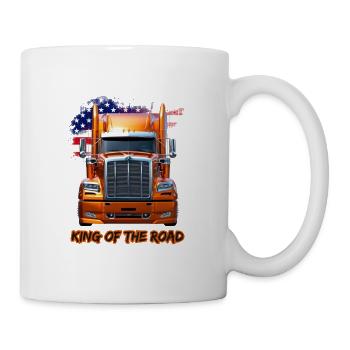 US LKW Amerika mit Flagge -King of the road - Tasse - Weiß - Rechts
