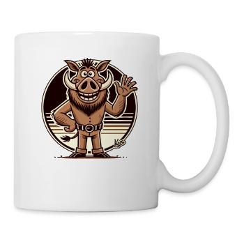 Friendly wild boar waving - Mug - white - Right