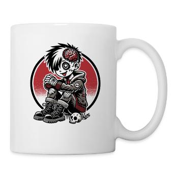 Lustiges und süßes Gehirn-Zombie Emo-Punk-Mädchen - Tasse - Weiß - Rechts