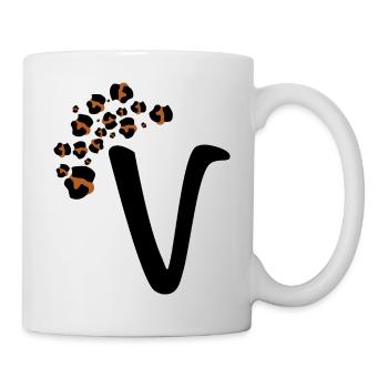 Buchstaben v Leopardenmuster - Tasse - Weiß - Rechts