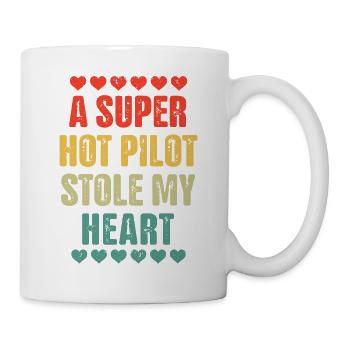 Retro Vintage Pilot Valentinstag Geschenk - Tasse - Weiß - Rechts