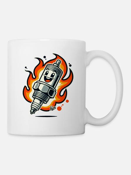 Fröhliche Zündkerze in Flammen - Tasse - Weiß