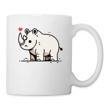 Lustiger, fröhlicher Cartoon-Nashorn - Tasse - Weiß - Rechts