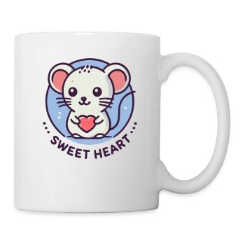 Douce souris d’amour avec coeur - Mug blanc - blanc - Droite