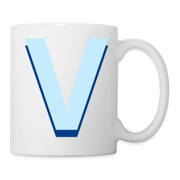 Lettre v bleu pop et moderne - Mug blanc - blanc - Droite