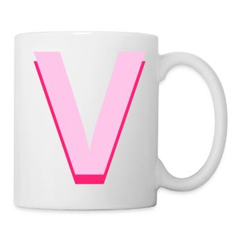 Pop und moderner rosa Buchstabe v - Tasse - Weiß - Rechts