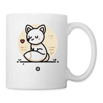 Der freundliche Liebe Fuchs mit Herz - Tasse - Weiß - Rechts