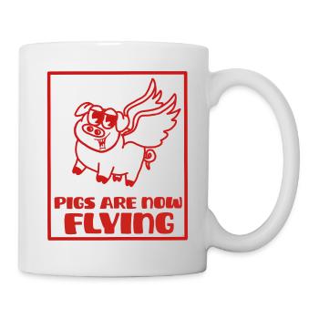 Pigs are now flying, rough times - Mug blanc - blanc - Droite