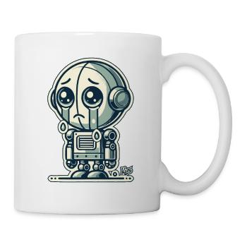 Alles wird gut, kleiner trauriger Roboter - Tasse - Weiß - Rechts