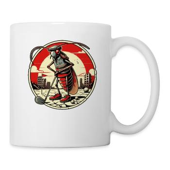 nach der Apokalypse, eine Kakerlake beim golfen - Tasse - Weiß - Rechts