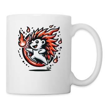 Hérisson chaud joyeux avec du feu - Mug blanc - blanc - Droite