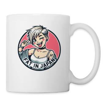 Freches Cartoon-Mädchen: Fett in Japan - Tasse - Weiß - Rechts