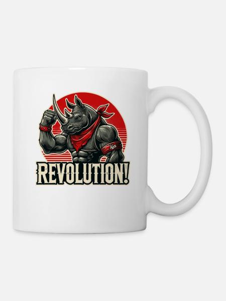 Lustiger Nashorn-Revolutionsgruß - Tasse - Weiß