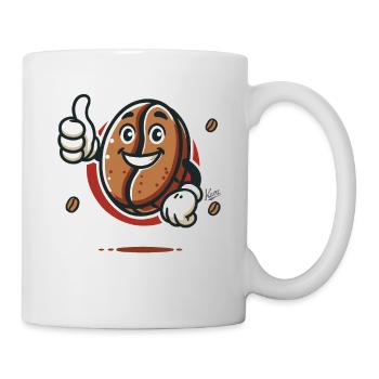 Thumbs up from a cheerful coffee bean - Mug - white - Right