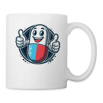 Thumbs up, happy medicine pill - Mug - white - Right