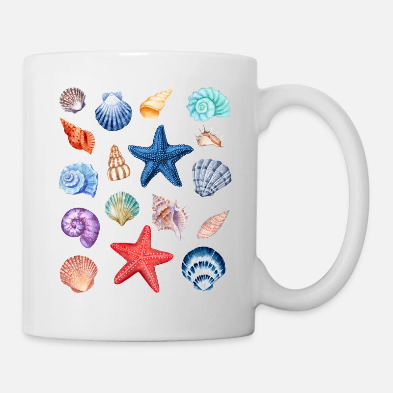 Shell Collection.Colorful Shells from Summer Holidays - Mug - white